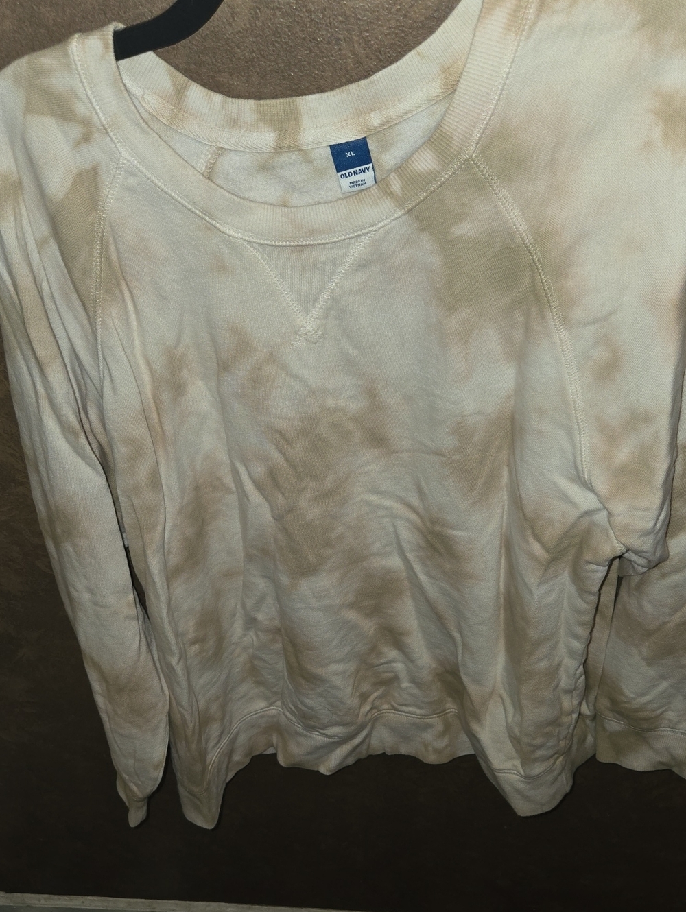 Old Navy Cream and Light Brown Tie-Dye Crewneck Sweatshirt